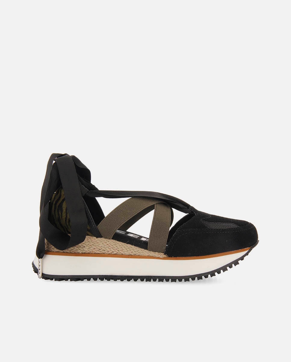 Gioseppo - Sandalias de cuña de mujer de piel estilo deportivo con detalles de animal print.