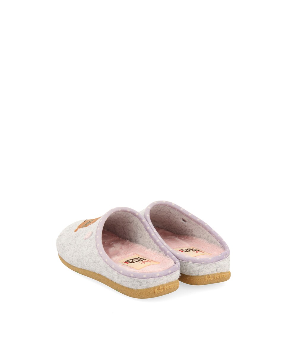 Zapatillas de casa abiertas de niña tipo babucha con material