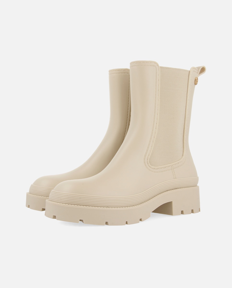 Botas de agua de mujer con punta redonda y suela tipo track - Gioseppo - Beige Beige-3