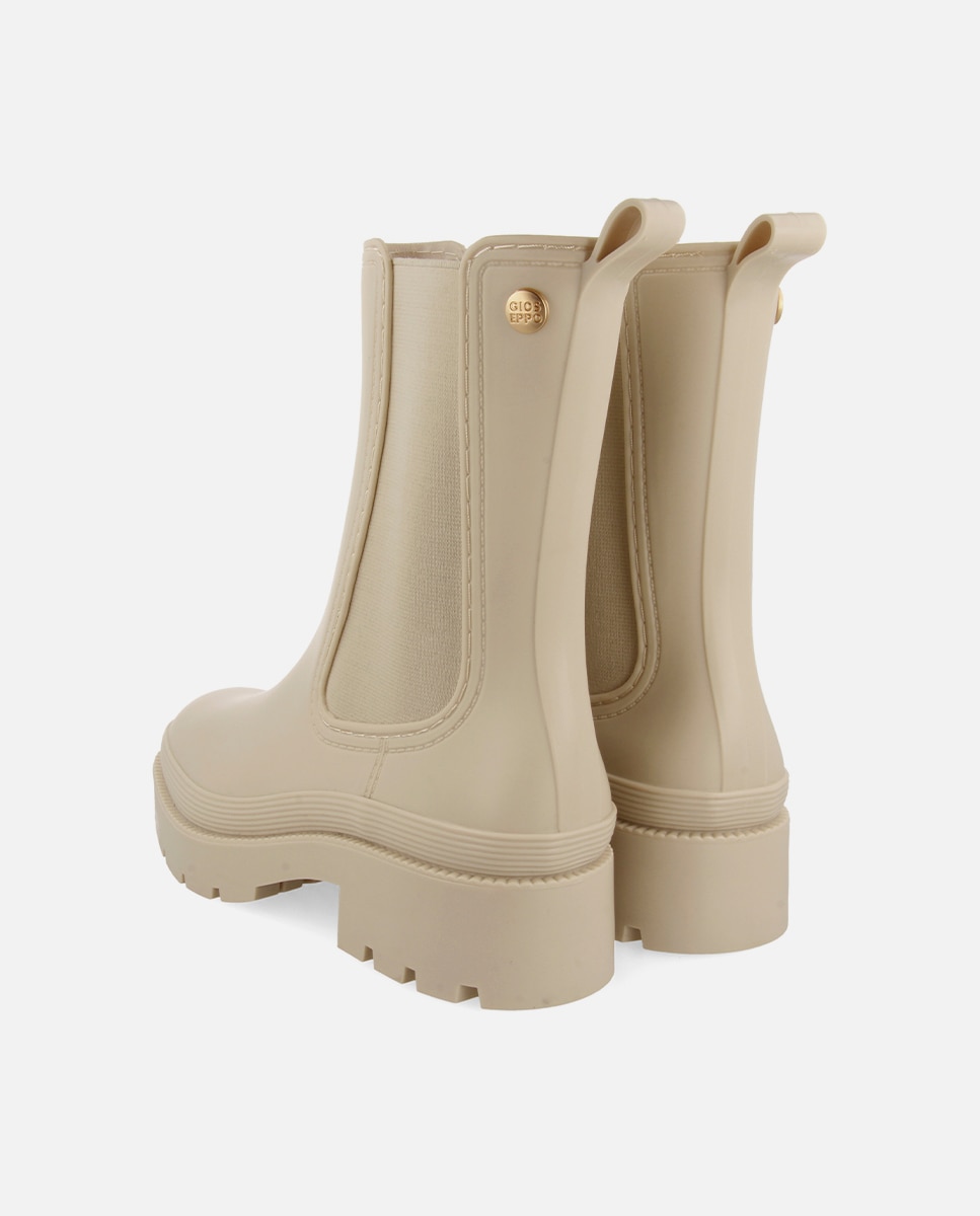 Botas de agua de mujer con punta redonda y suela tipo track - Gioseppo - Beige Beige-2