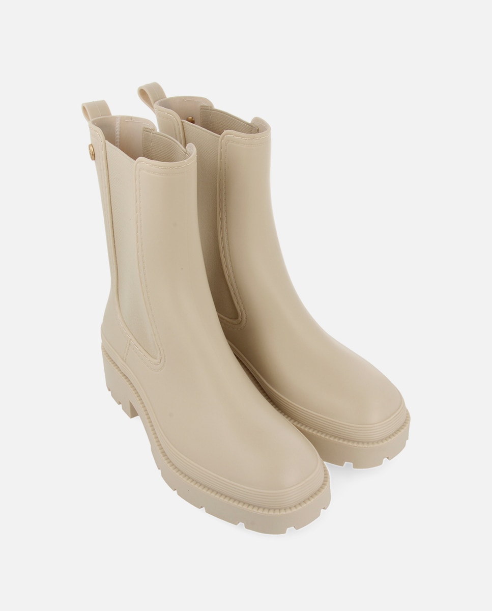 Botas de agua de mujer con punta redonda y suela tipo track - Gioseppo - Beige Beige-4