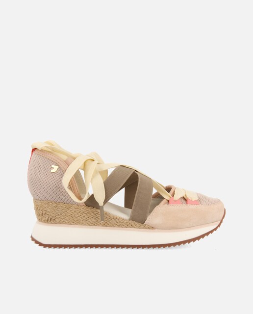 Imagen 0 de Sandalias de cuña de mujer deportivas con tejido de rejilla y cintas