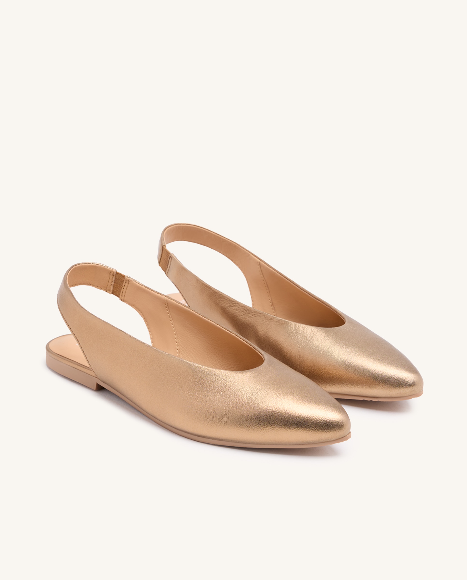 Bailarinas planas de mujer destalonadas de piel con elástico trasero - Gioseppo - Dorado Dorado-4