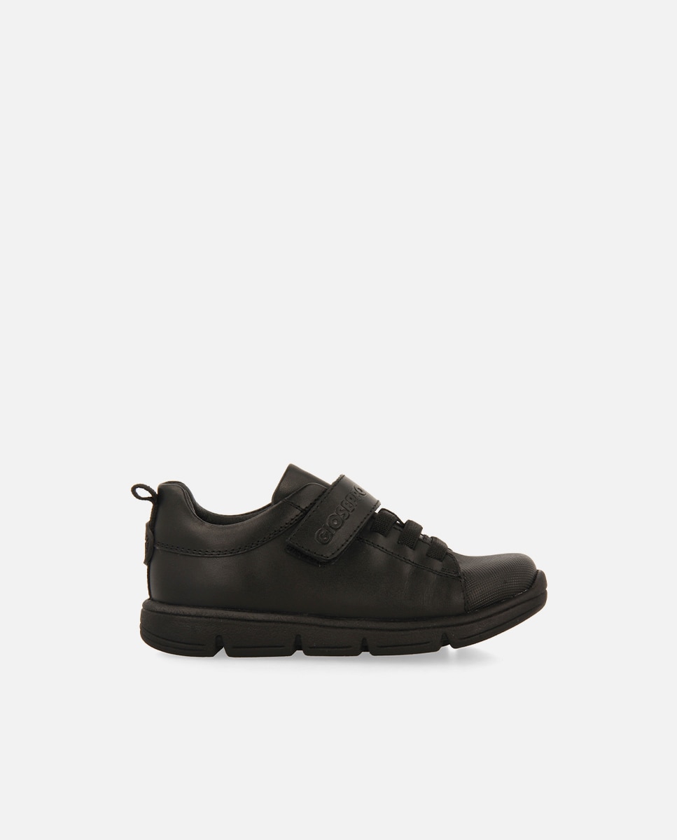 Zapatillas de piel de niño con cierre ajustable y cordones elásticos - Gioseppo - Negro Negro-1