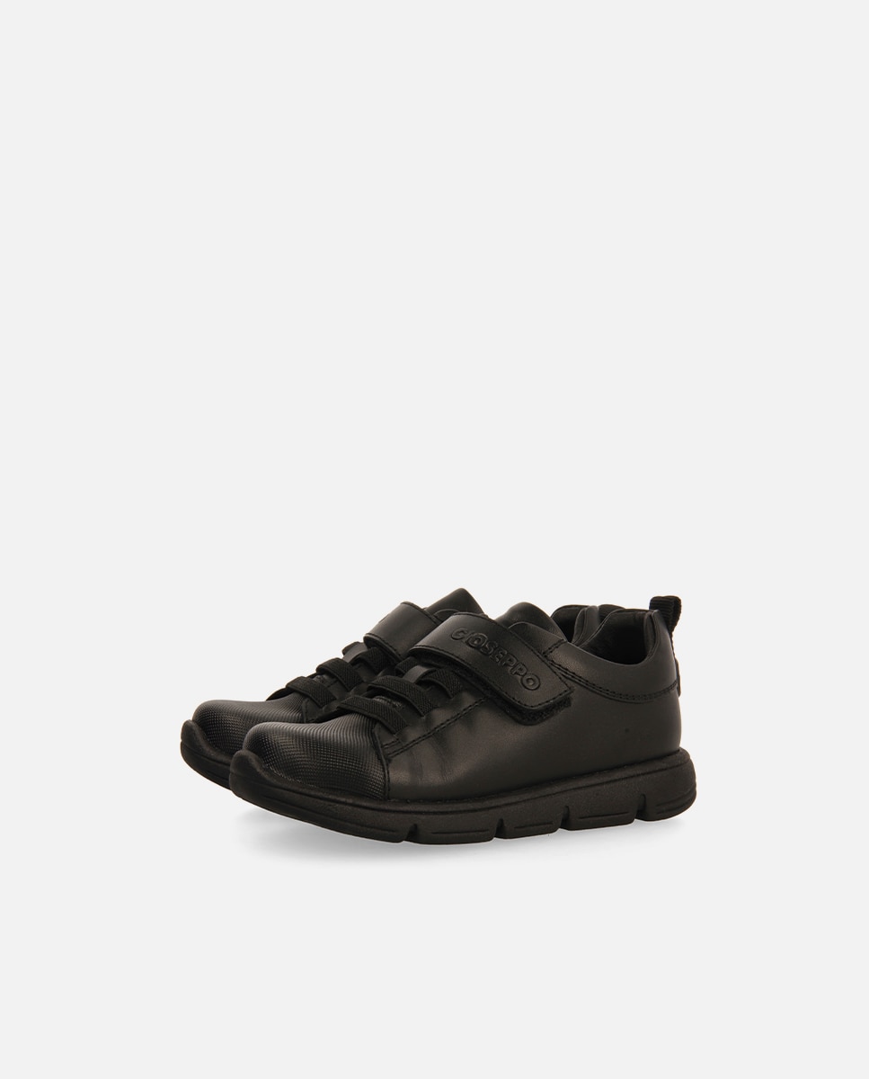 Zapatillas de piel de niño con cierre ajustable y cordones elásticos - Gioseppo - Negro Negro-2