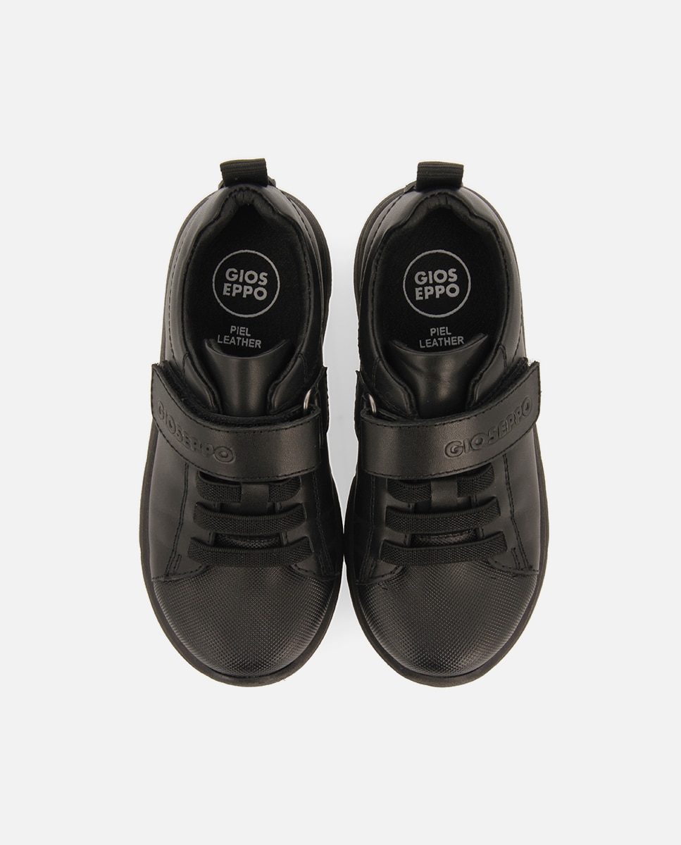 Zapatillas de piel de niño con cierre ajustable y cordones elásticos - Gioseppo - Negro Negro-4