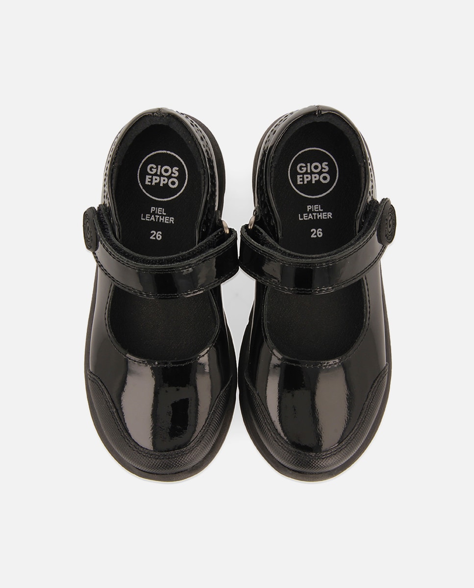 Merceditas de niña de piel con cierre ajustable y flexibles