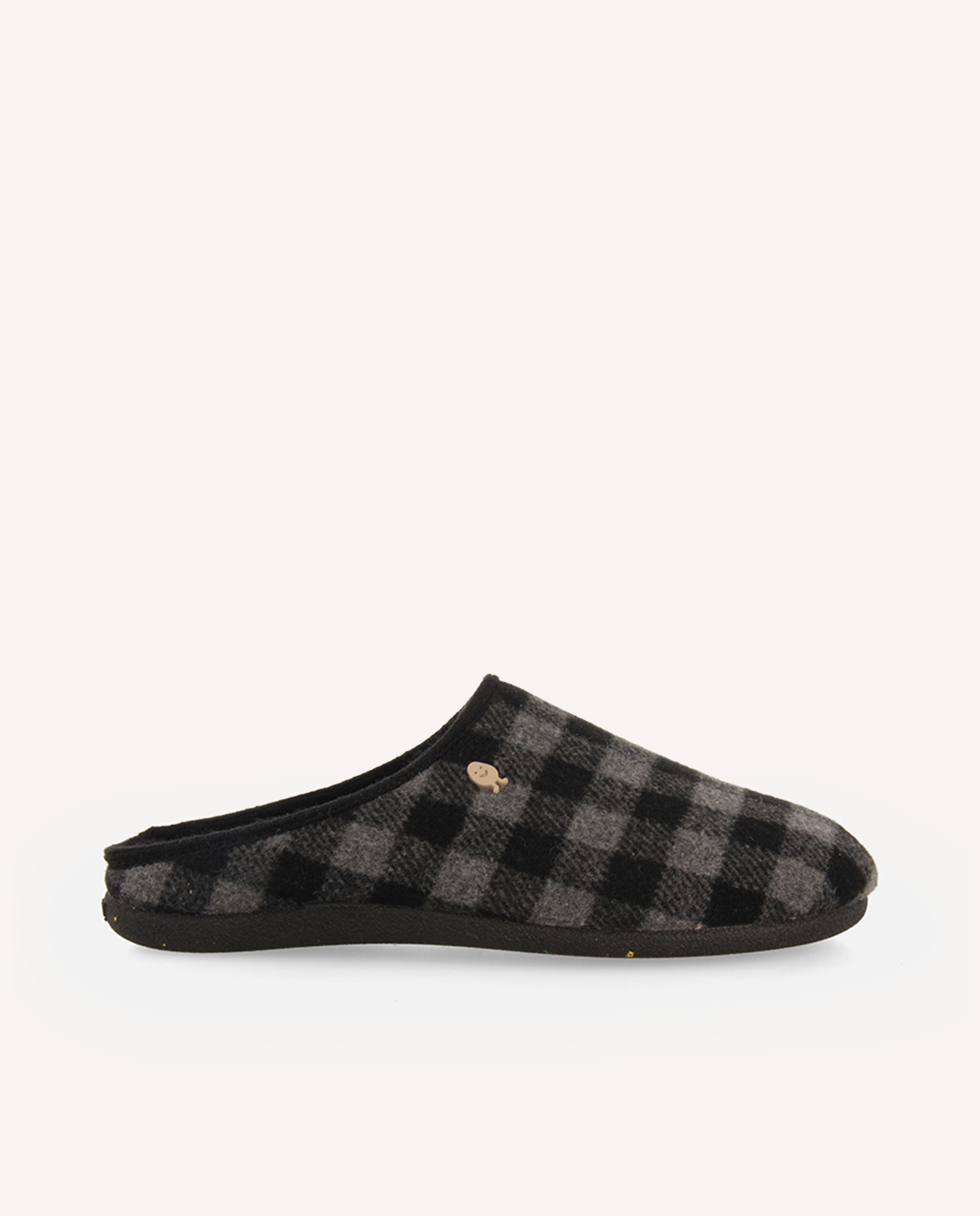 Zapatillas de casa de hombre con cuadros y plantilla extraíble - Hot Potatoes - Gris Gris-1