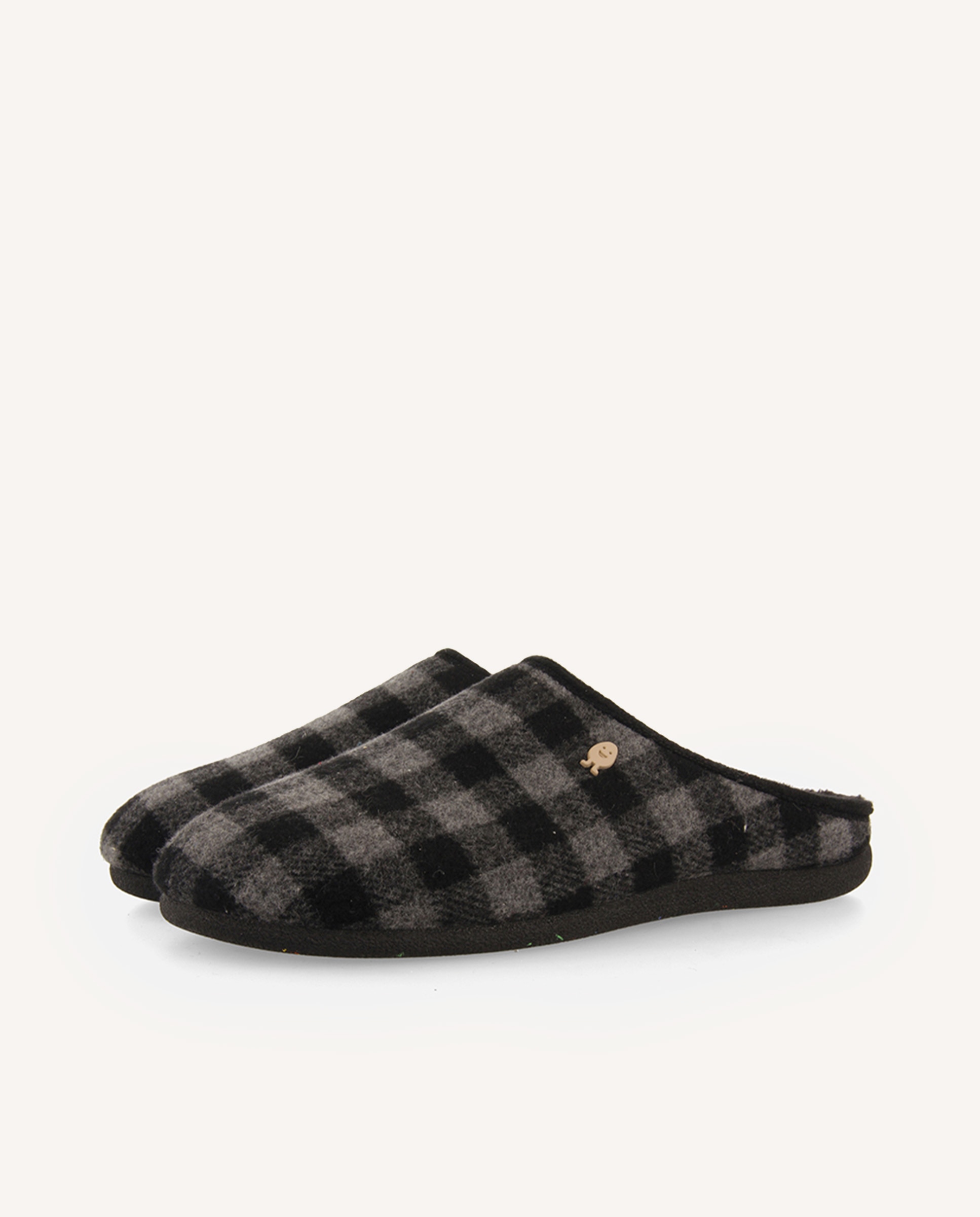 Zapatillas de casa de hombre con cuadros y plantilla extraíble - Hot Potatoes - Gris Gris-3
