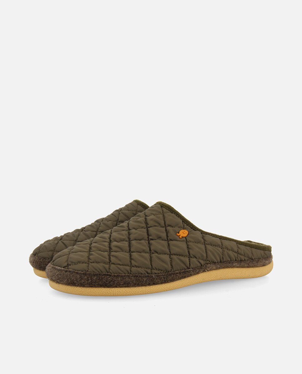 Zapatillas de casa de hombre con suela en contraste y plantilla extraíble - Hot Potatoes - Verde militar Verde militar-2