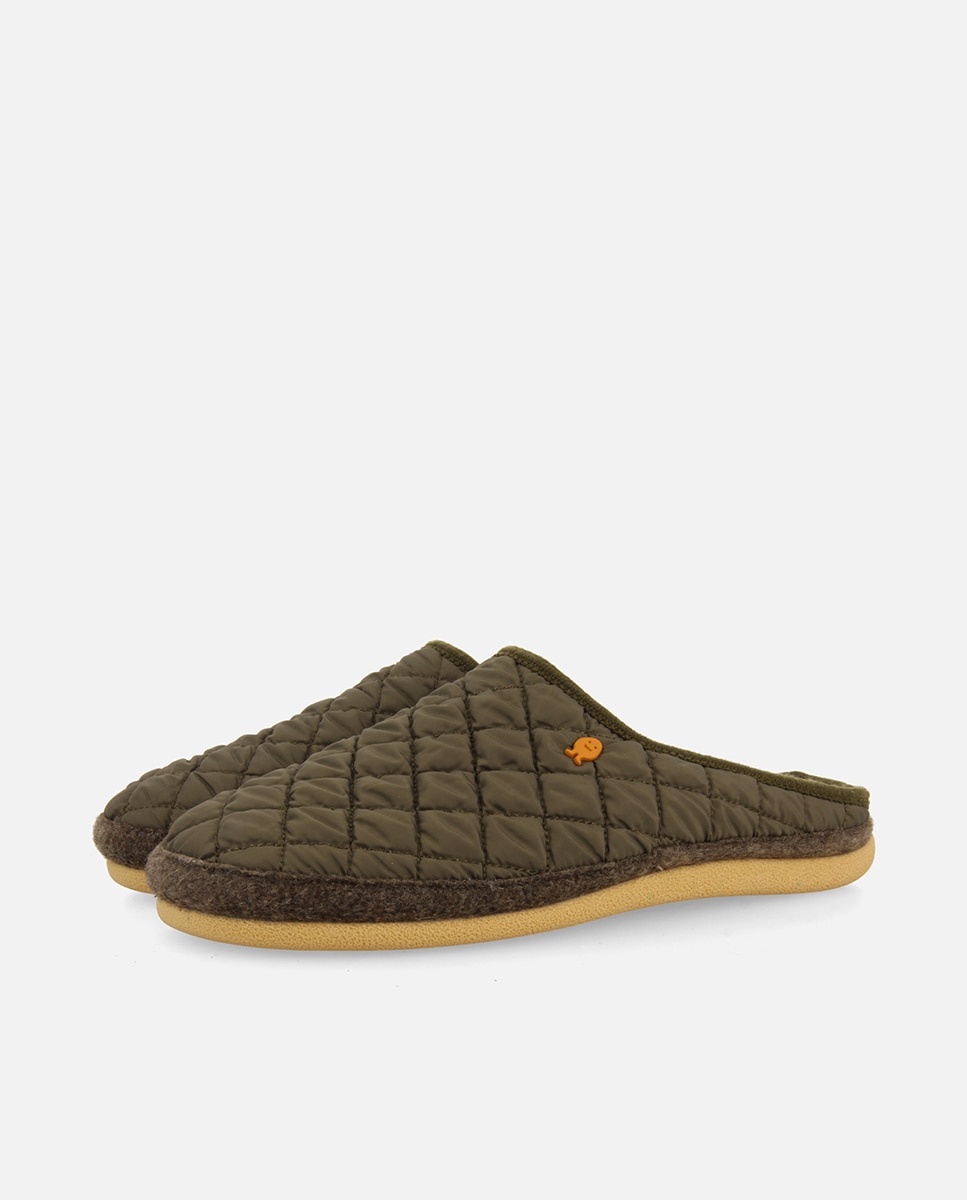 Zapatillas de casa de hombre con suela en contraste y plantilla extraíble - Hot Potatoes - Verde oscuro Verde oscuro-2