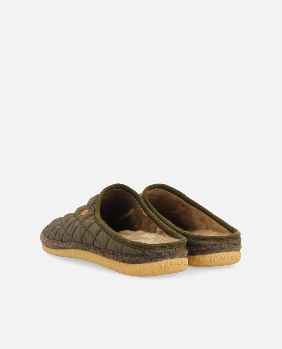 Zapatillas de casa de hombre con suela en contraste y plantilla extraíble - Hot Potatoes - Verde oscuro Verde oscuro-3
