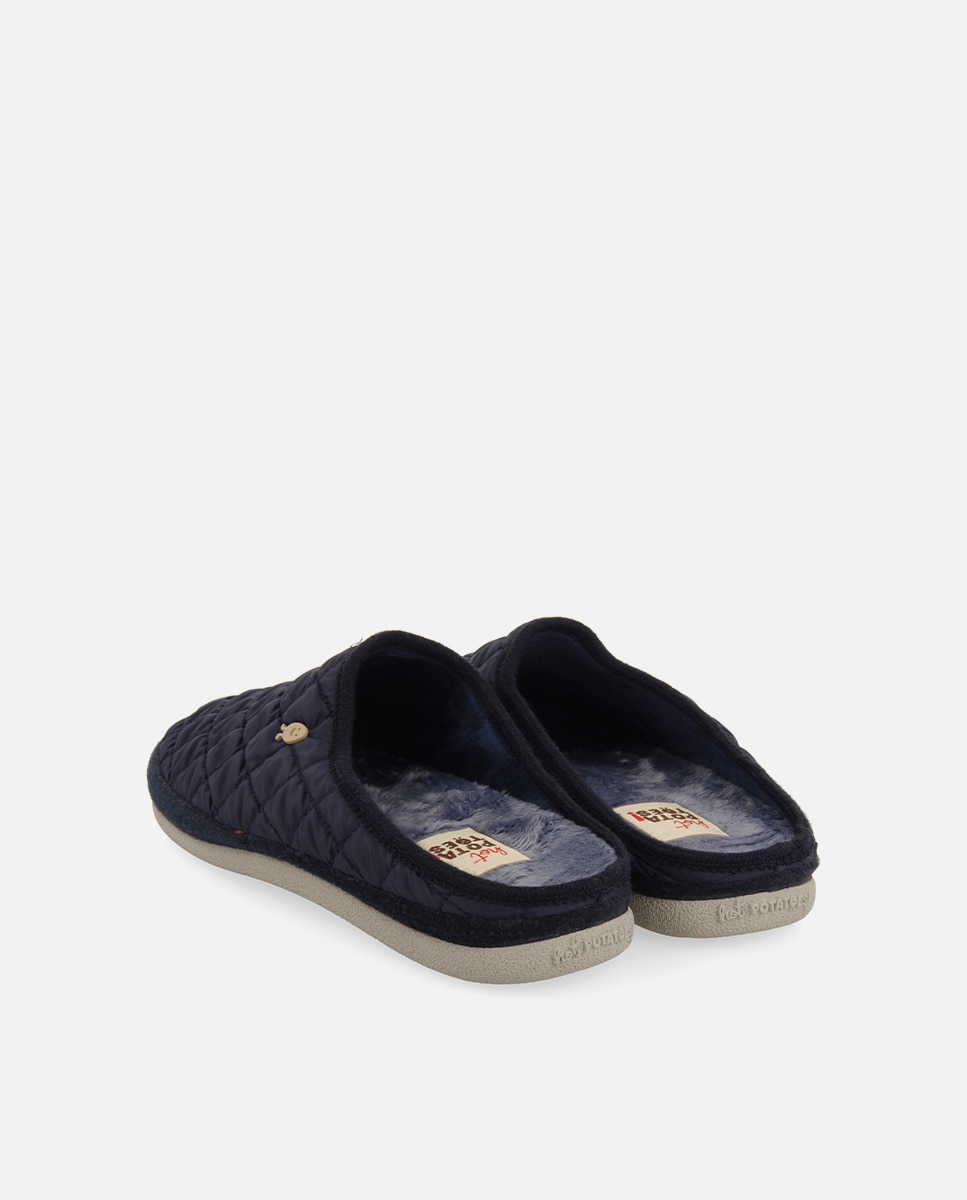 Zapatillas de casa de hombre con suela en contraste y plantilla extraíble - Hot Potatoes - Azul marino Azul marino-3