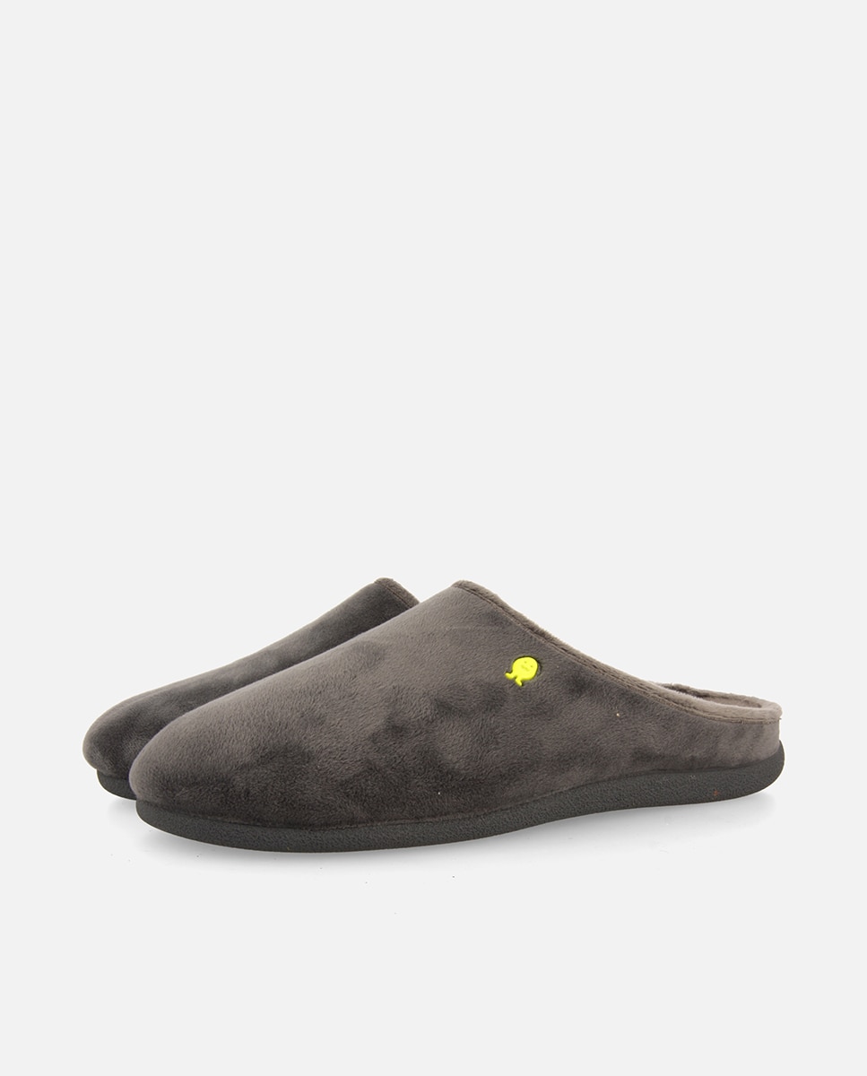 Zapatillas de casa de hombre de pelo con ribete en color en contraste - Hot Potatoes - Gris oscuro Gris oscuro-2