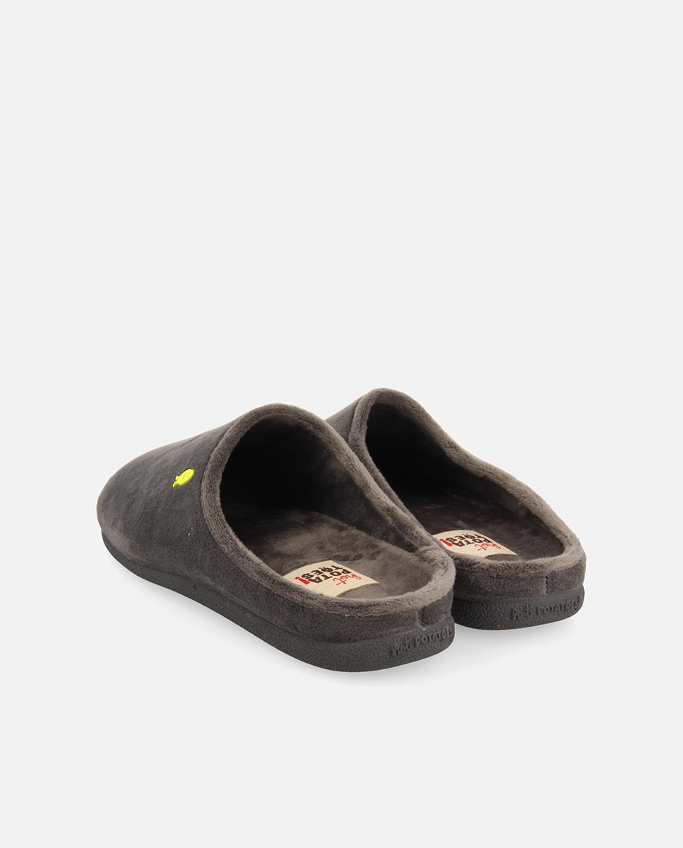Zapatillas de casa de hombre de pelo con ribete en color en contraste - Hot Potatoes - Gris oscuro Gris oscuro-3