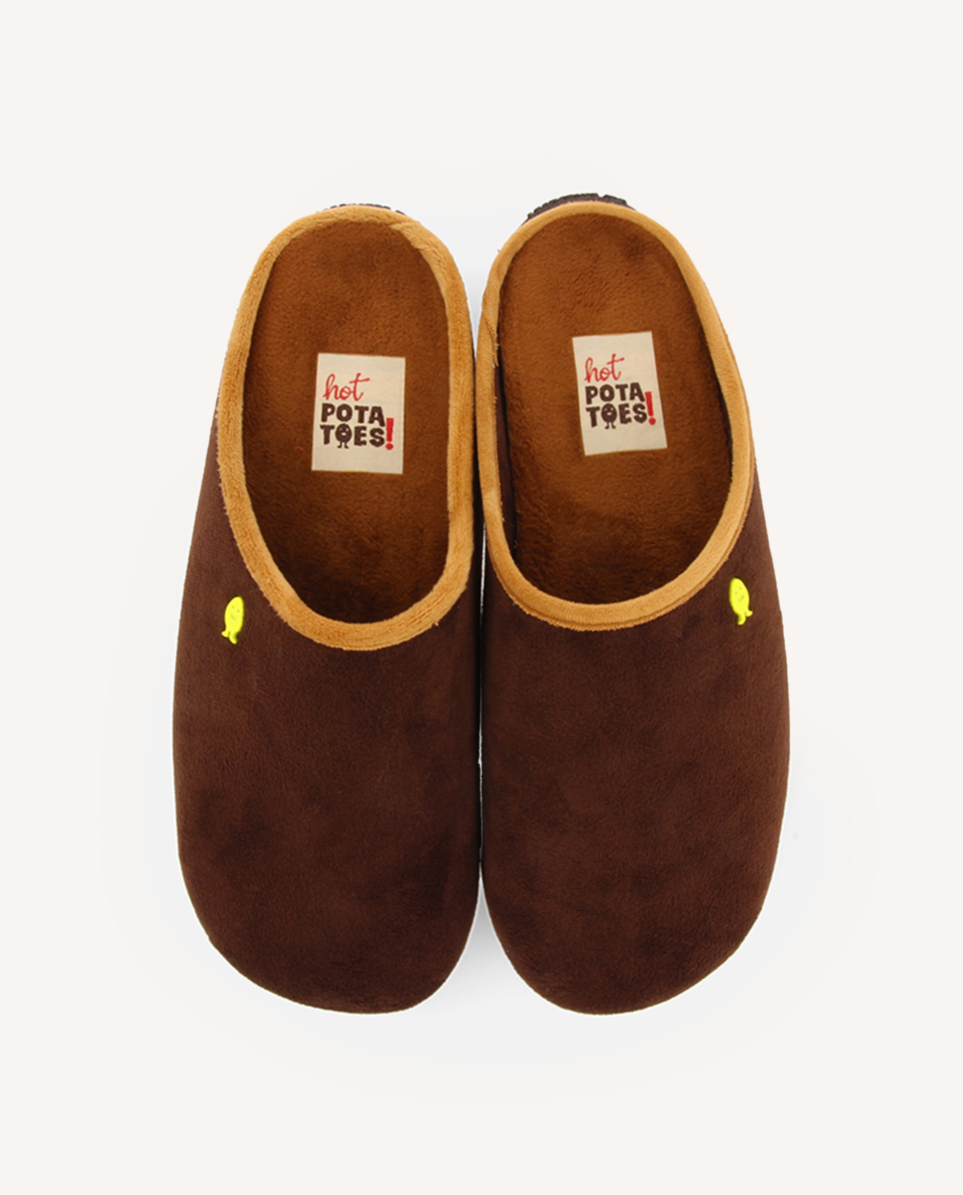 Zapatillas de casa de hombre de pelo con ribete en color en contraste - Hot Potatoes - Marrón Marrón-4