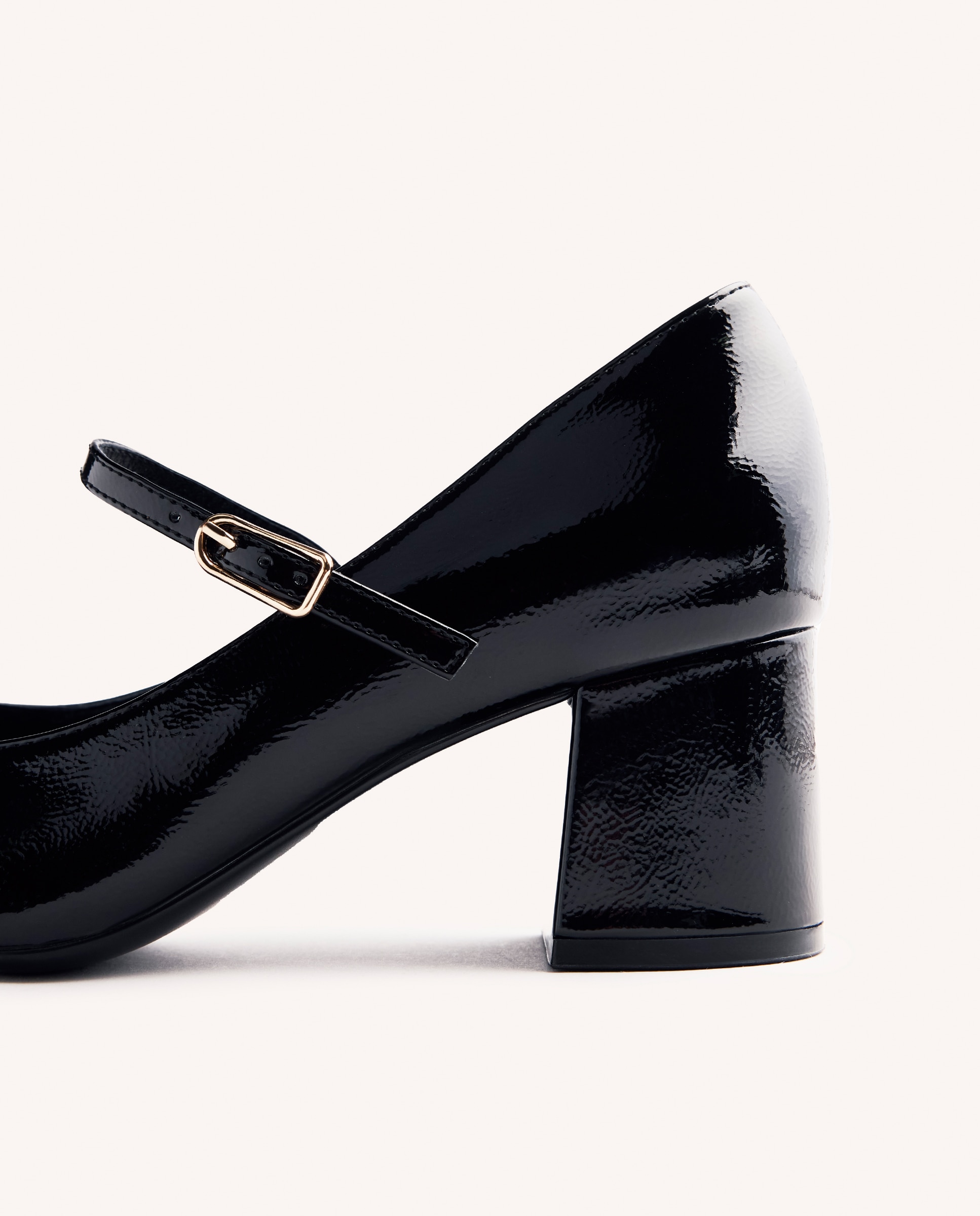 Zapatos de salón de mujer estilo mary-jane con acabado en efecto charol - Negro Negro-4