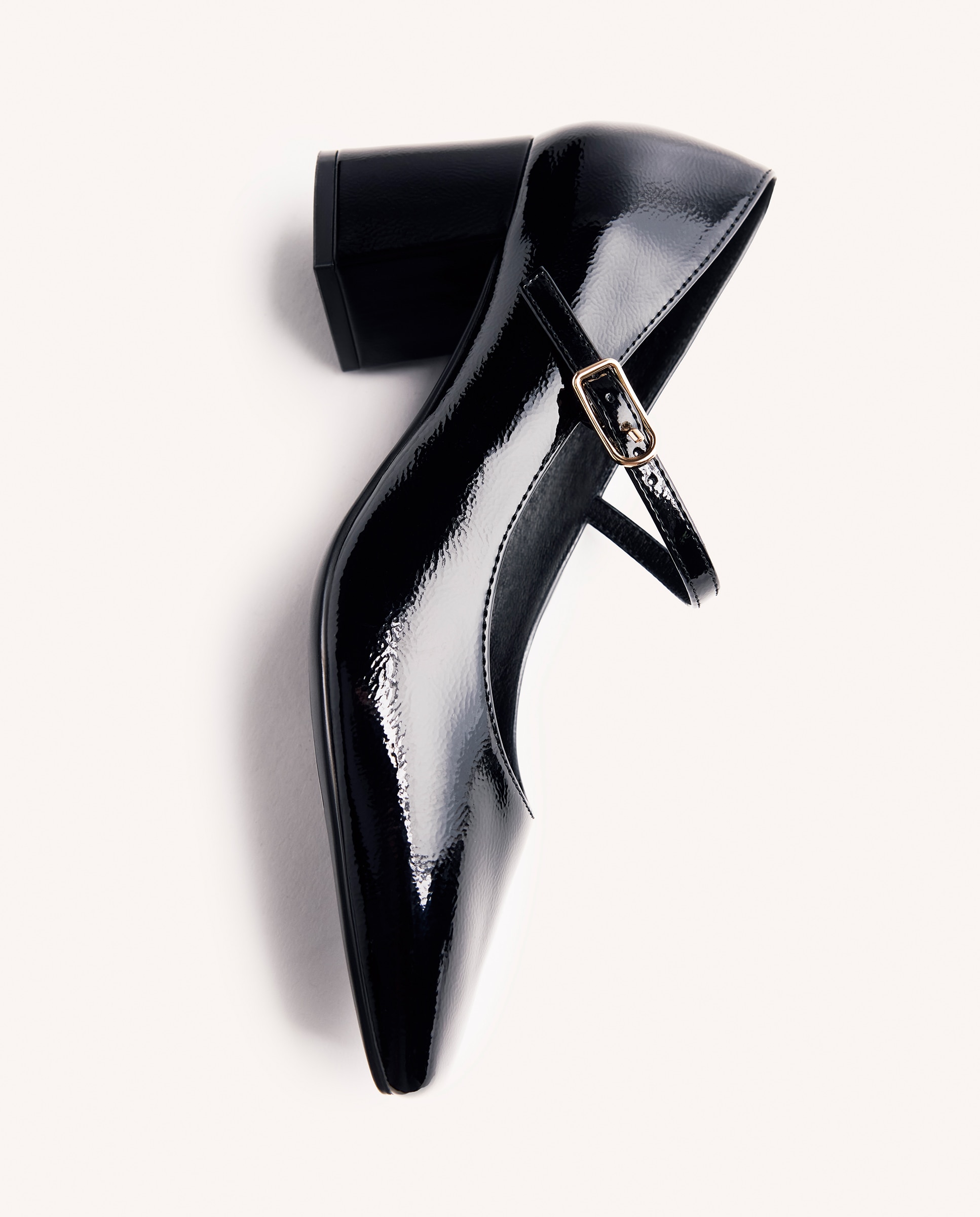 Zapatos de salón de mujer estilo mary-jane con acabado en efecto charol - Negro Negro-5