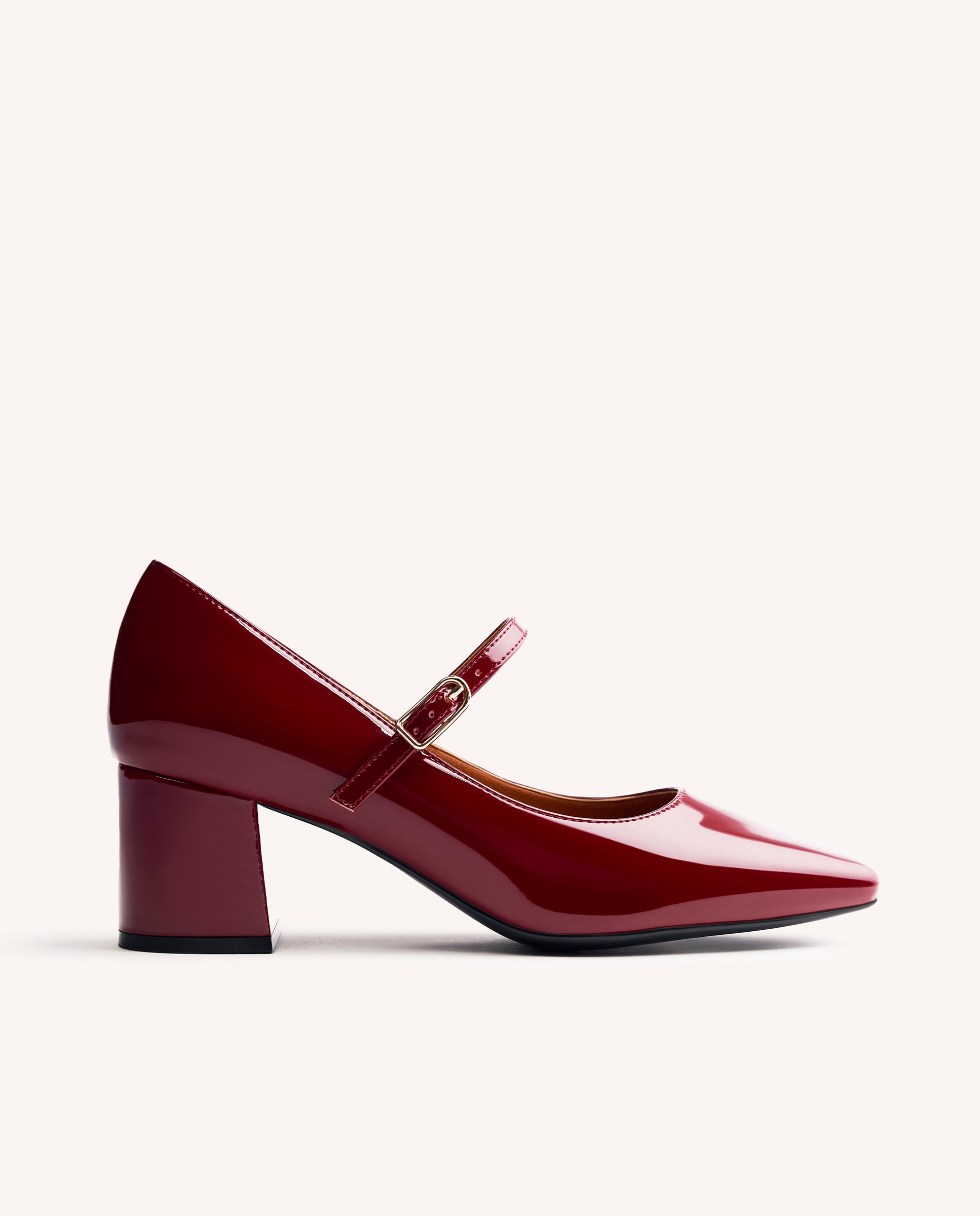 Zapatos de salón de mujer estilo mary-jane con acabado en efecto charol - Burdeos Burdeos-1
