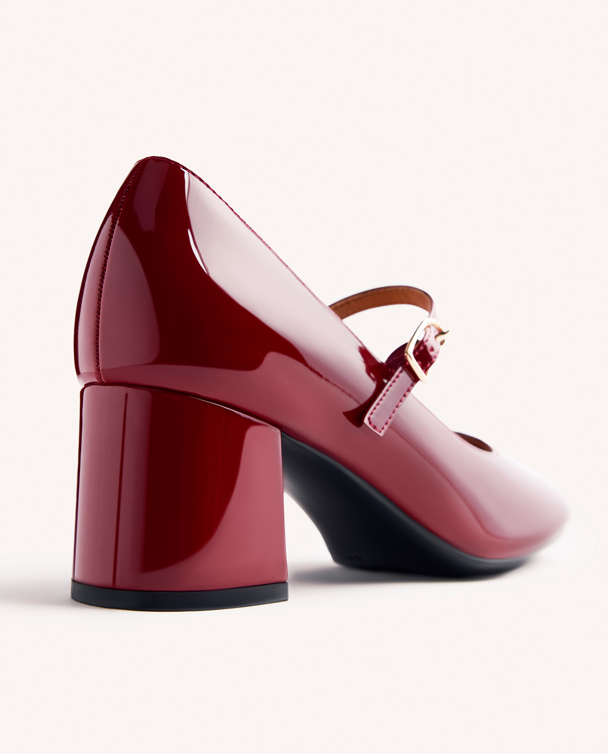 Zapatos de salón de mujer estilo mary-jane con acabado en efecto charol - Burdeos Burdeos-4