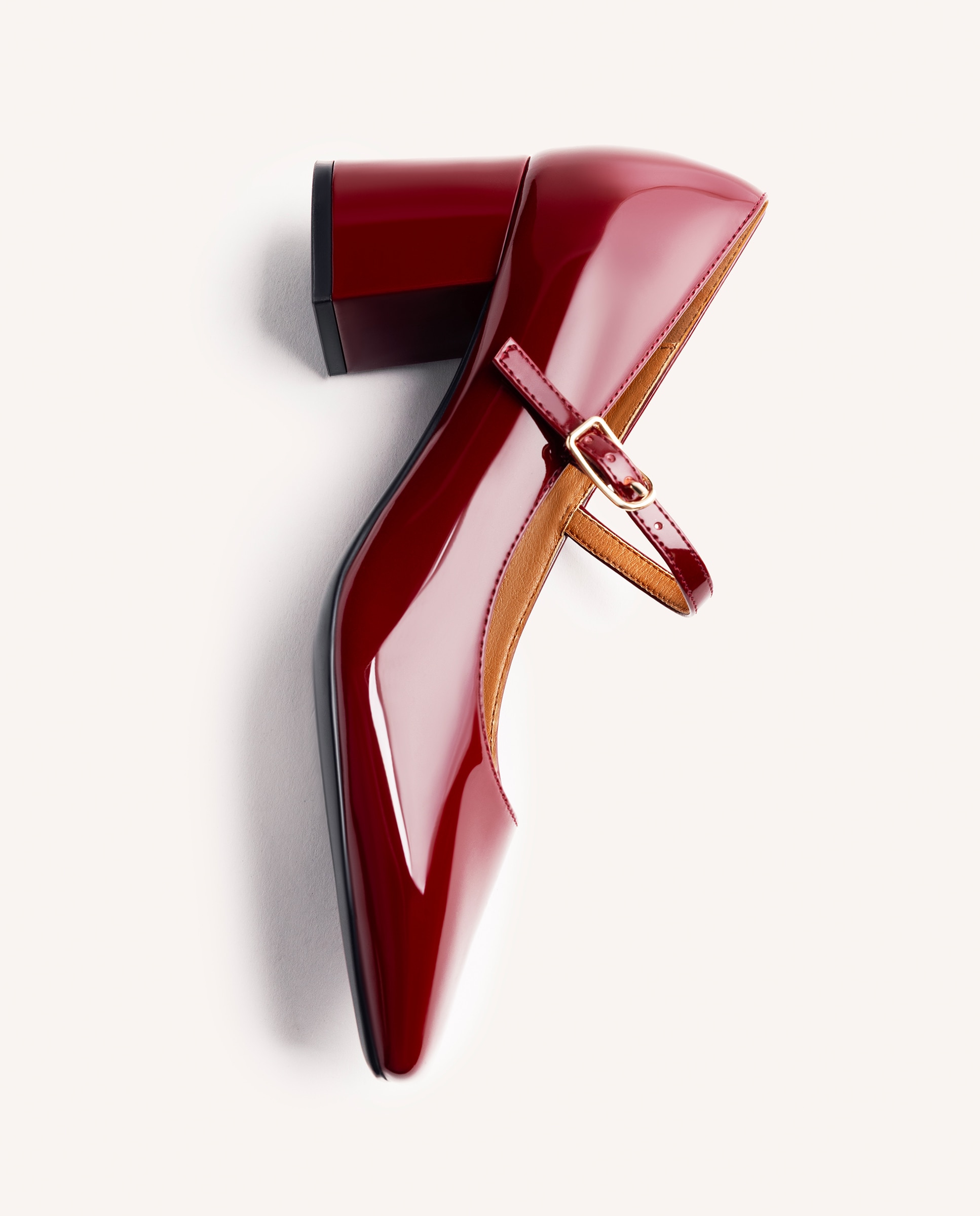 Zapatos de salón de mujer estilo mary-jane con acabado en efecto charol - Burdeos Burdeos-5