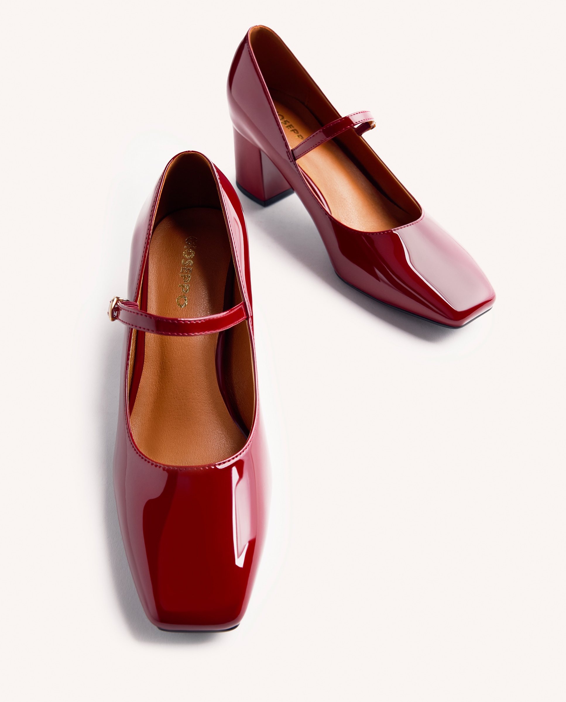 Zapatos de salón de mujer estilo mary-jane con acabado en efecto charol - Burdeos Burdeos-6