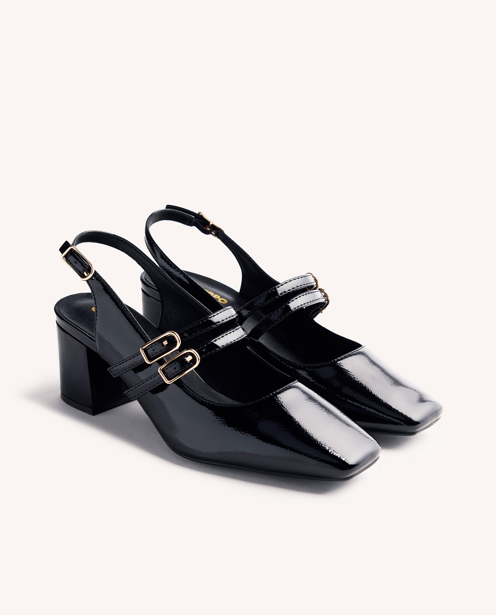 Zapatos de salón de mujer estilo mary-jane destalonados con acabado en efecto charol - Negro Negro-3