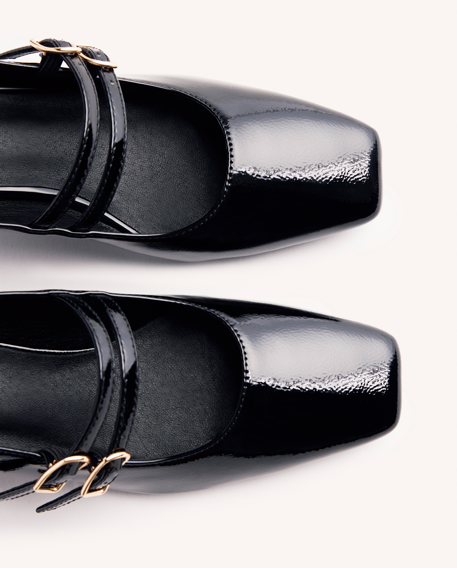 Zapatos de salón de mujer estilo mary-jane destalonados con acabado en efecto charol - Negro Negro-5