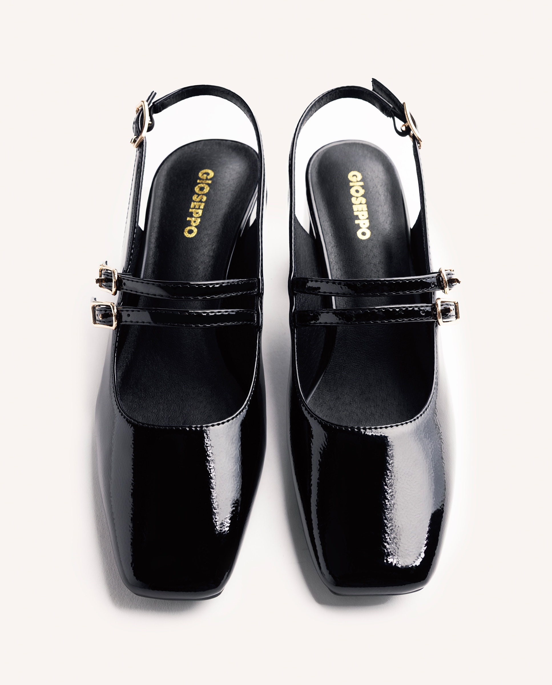Zapatos de salón de mujer estilo mary-jane destalonados con acabado en efecto charol - Negro Negro-6