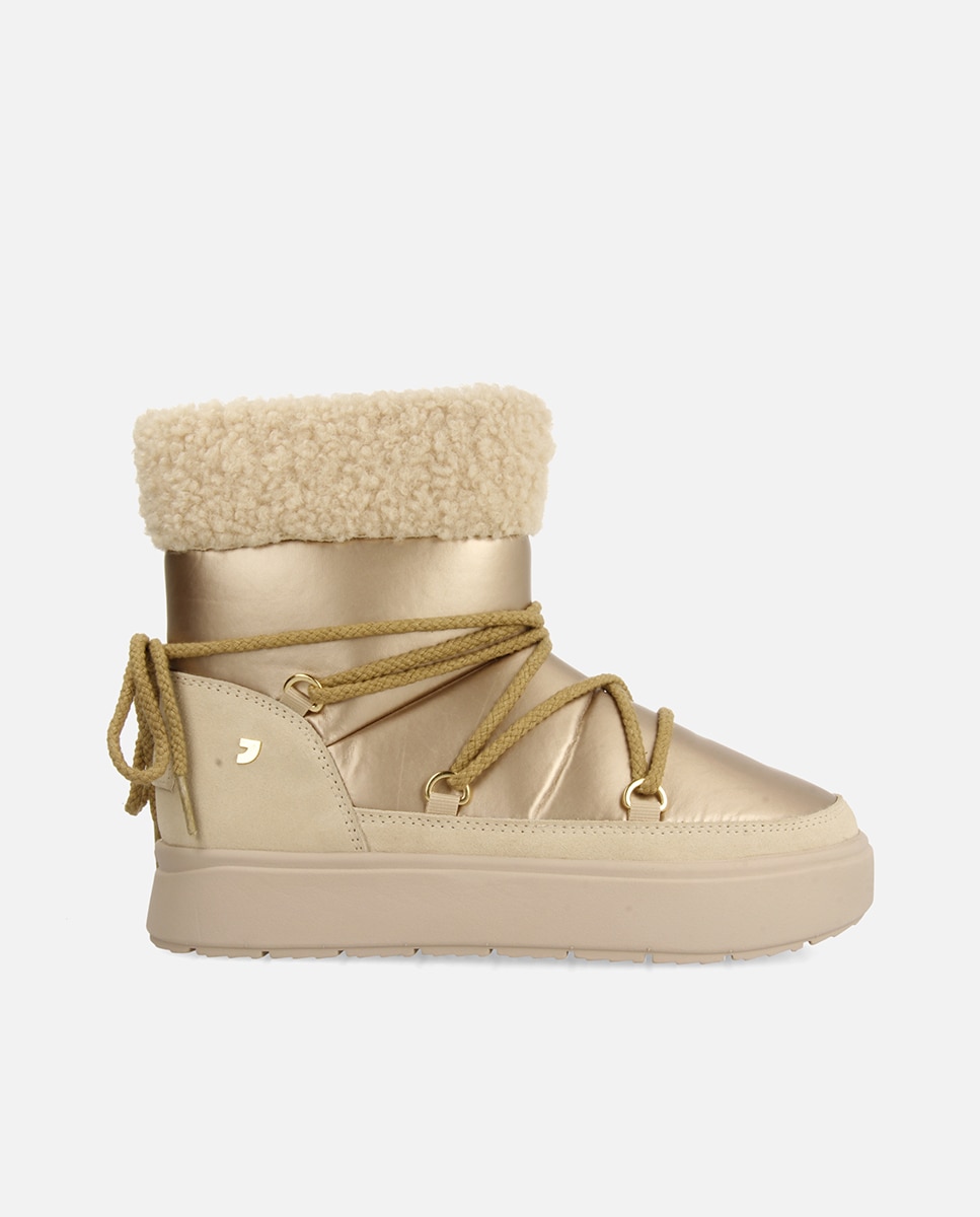 Botas de mujer metalizadas estilo Après Ski con pelo efecto borreguito