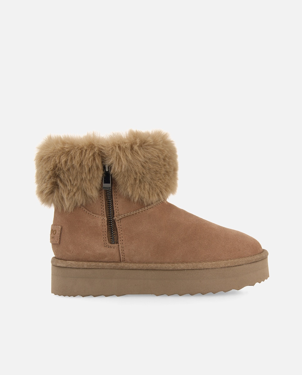 Imagen 1 de Botas de pelo de mujer estilo australianas de piel con cremallera - Topo Topo