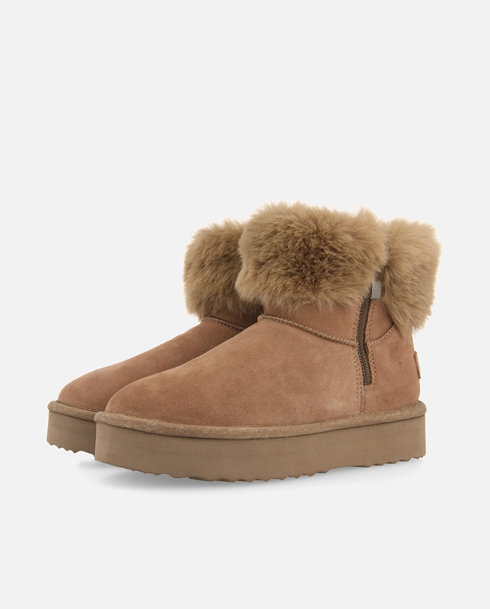 Imagen 4 de Botas de pelo de mujer estilo australianas de piel con cremallera - Topo Topo