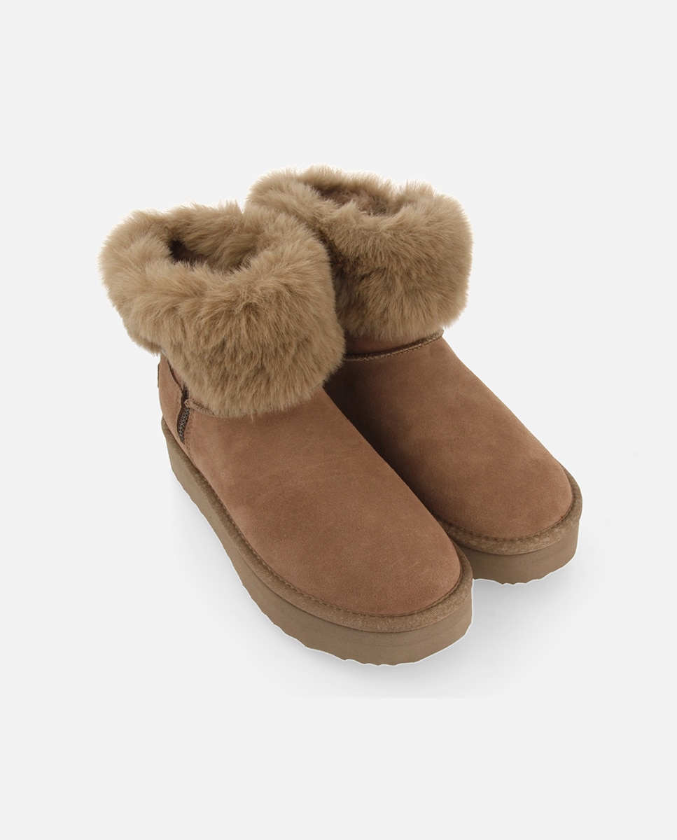 Imagen 5 de Botas de pelo de mujer estilo australianas de piel con cremallera - Topo Topo