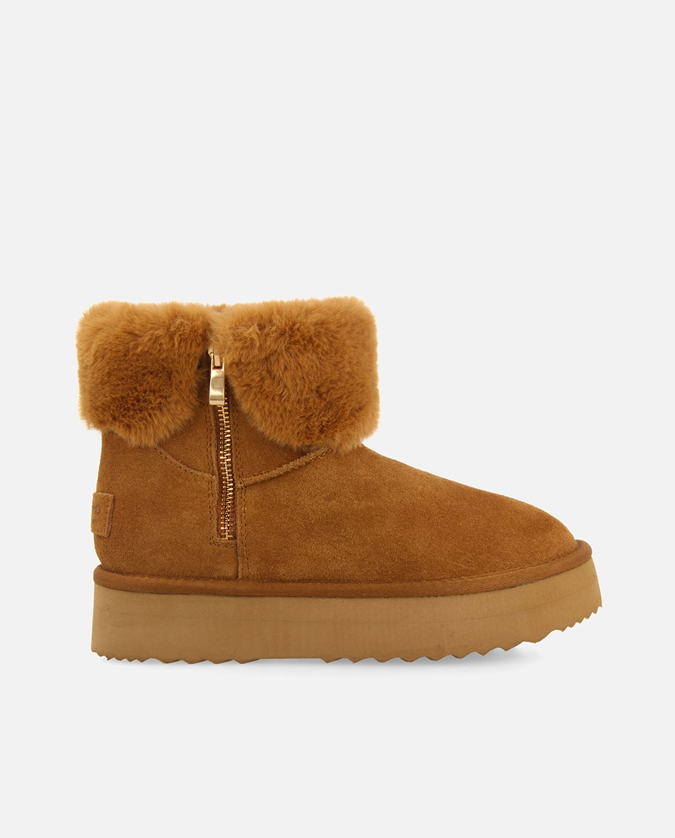 Imagen 1 de Botas de pelo de mujer estilo australianas de piel con cremallera - Cuero Cuero