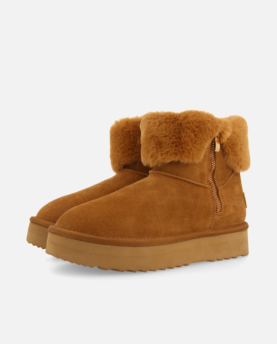Imagen 3 de Botas de pelo de mujer estilo australianas de piel con cremallera - Cuero Cuero