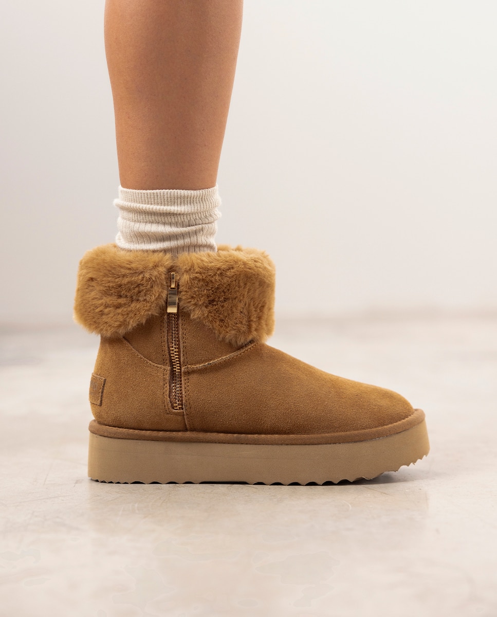 Imagen 5 de Botas de pelo de mujer estilo australianas de piel con cremallera - Cuero Cuero