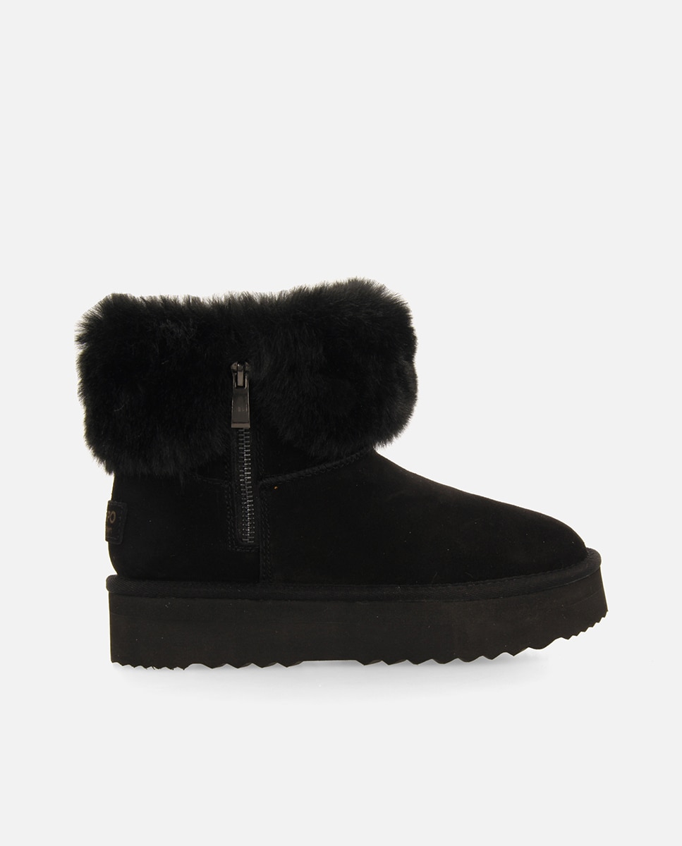 Imagen 1 de Botas de pelo de mujer estilo australianas de piel con cremallera - Negro Negro