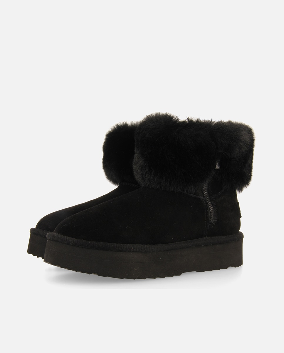 Imagen 4 de Botas de pelo de mujer estilo australianas de piel con cremallera - Negro Negro
