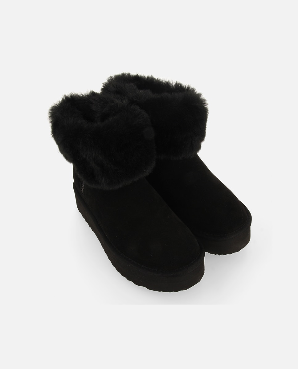 Imagen 5 de Botas de pelo de mujer estilo australianas de piel con cremallera - Negro Negro
