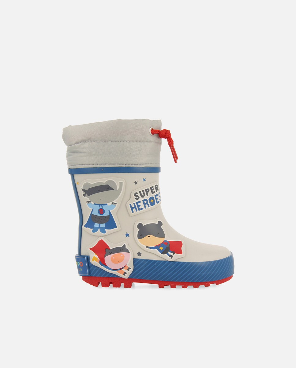 Botas de agua de bebé con collarín ajustable y parches de - Main Image