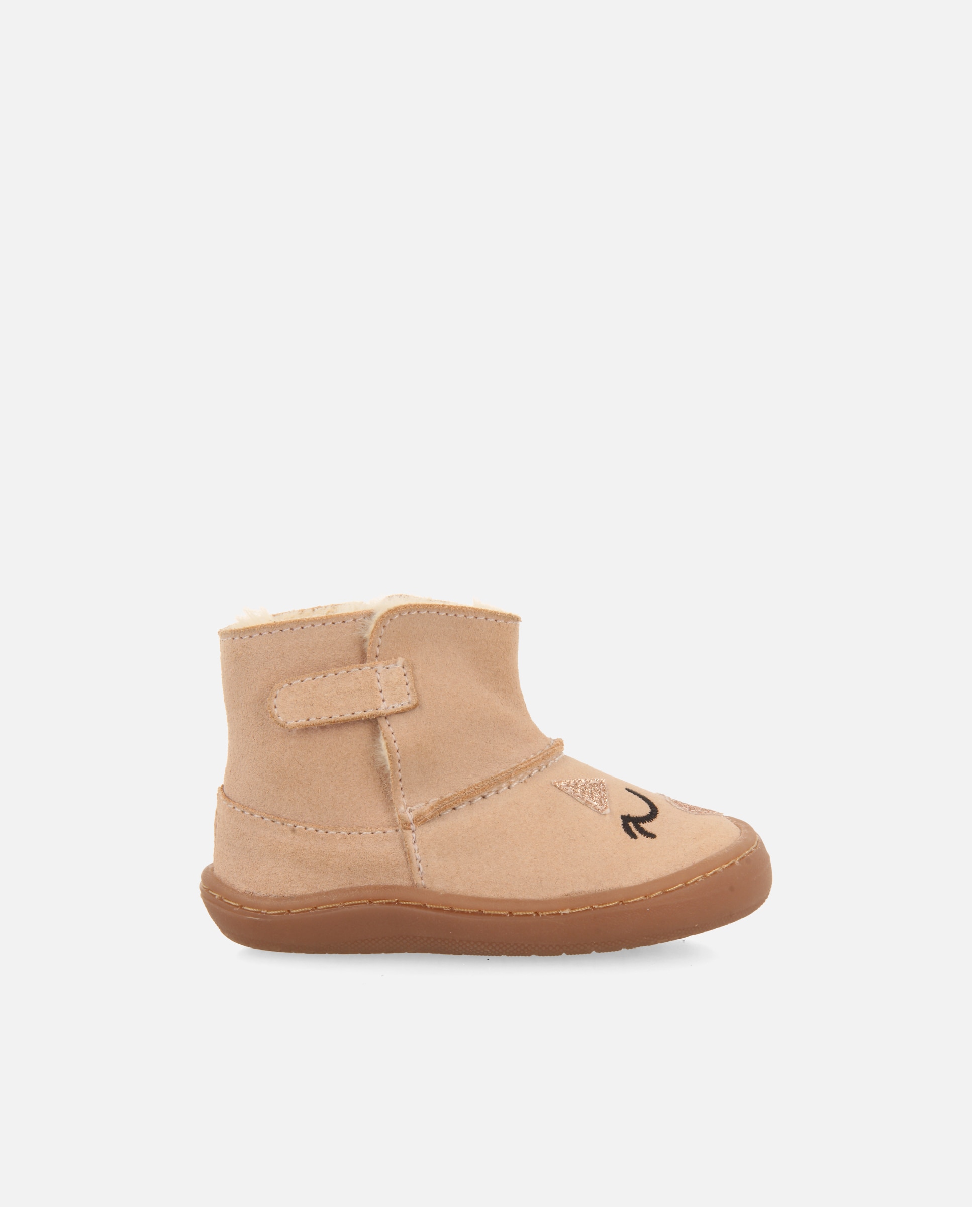 Botines de bebé niña de piel serraje con bordado barefoot - Gioseppo - Rosa Rosa-1