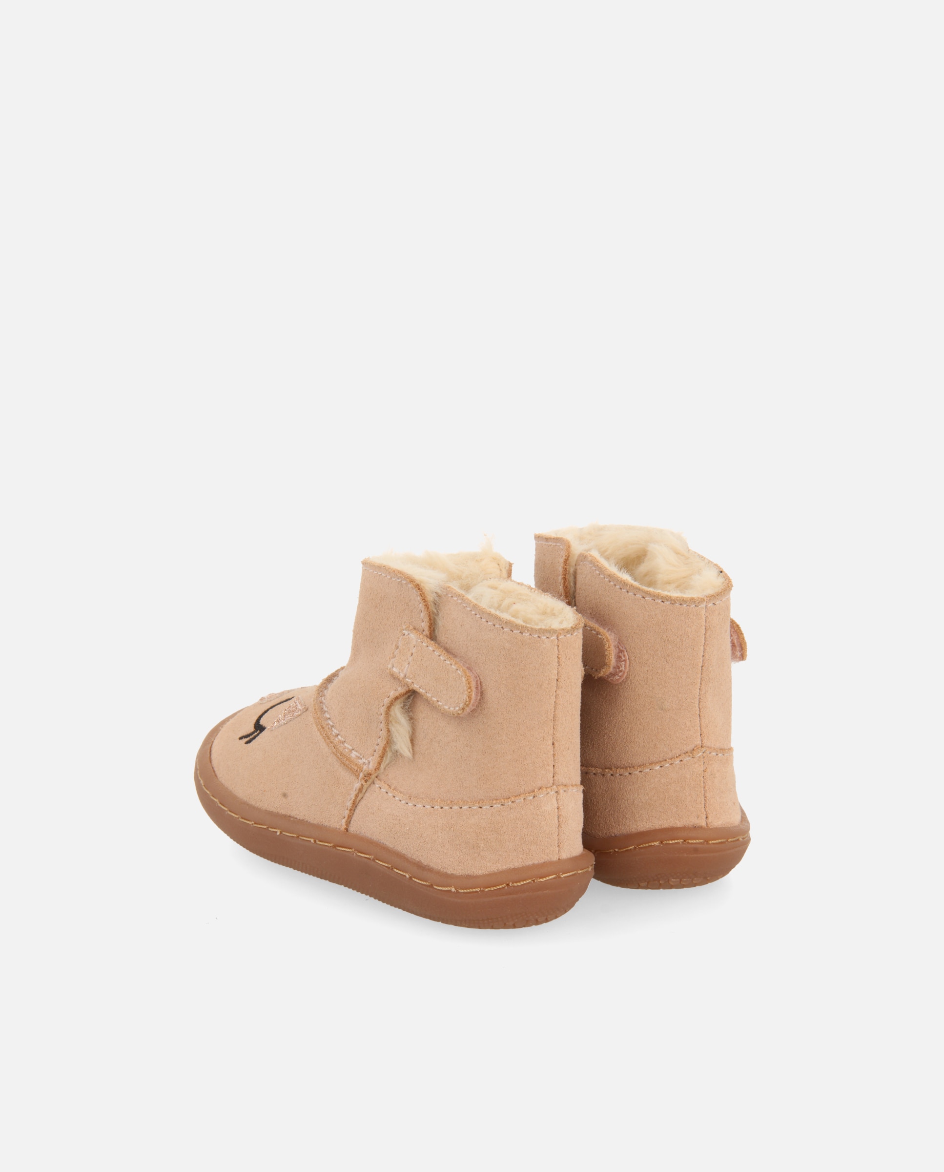 Botines de bebé niña de piel serraje con bordado barefoot - Gioseppo - Rosa Rosa-3