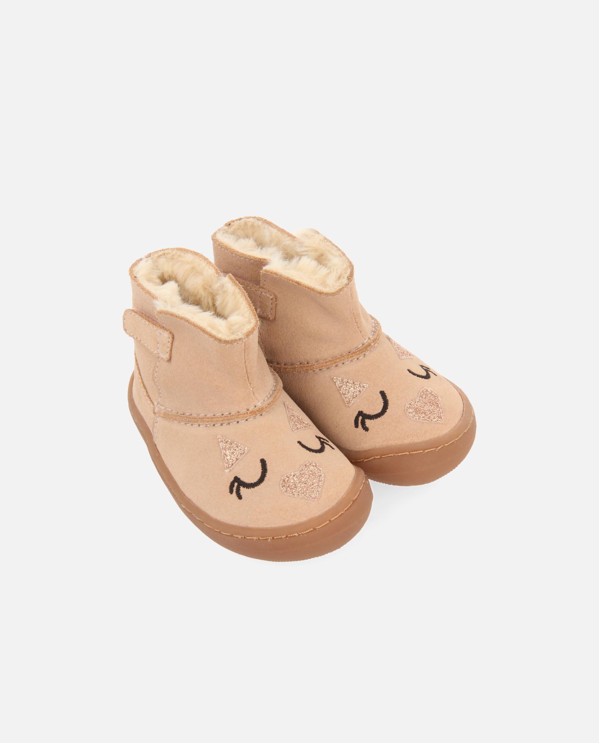 Botines de bebé niña de piel serraje con bordado barefoot - Gioseppo - Rosa Rosa-4