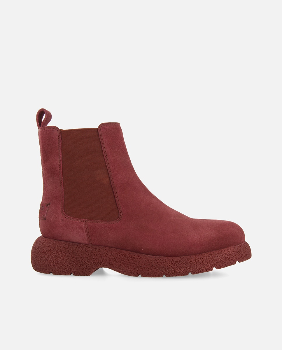 Botas de pelo de mujer de piel serraje estilo chelsea - Violeta Violeta-1