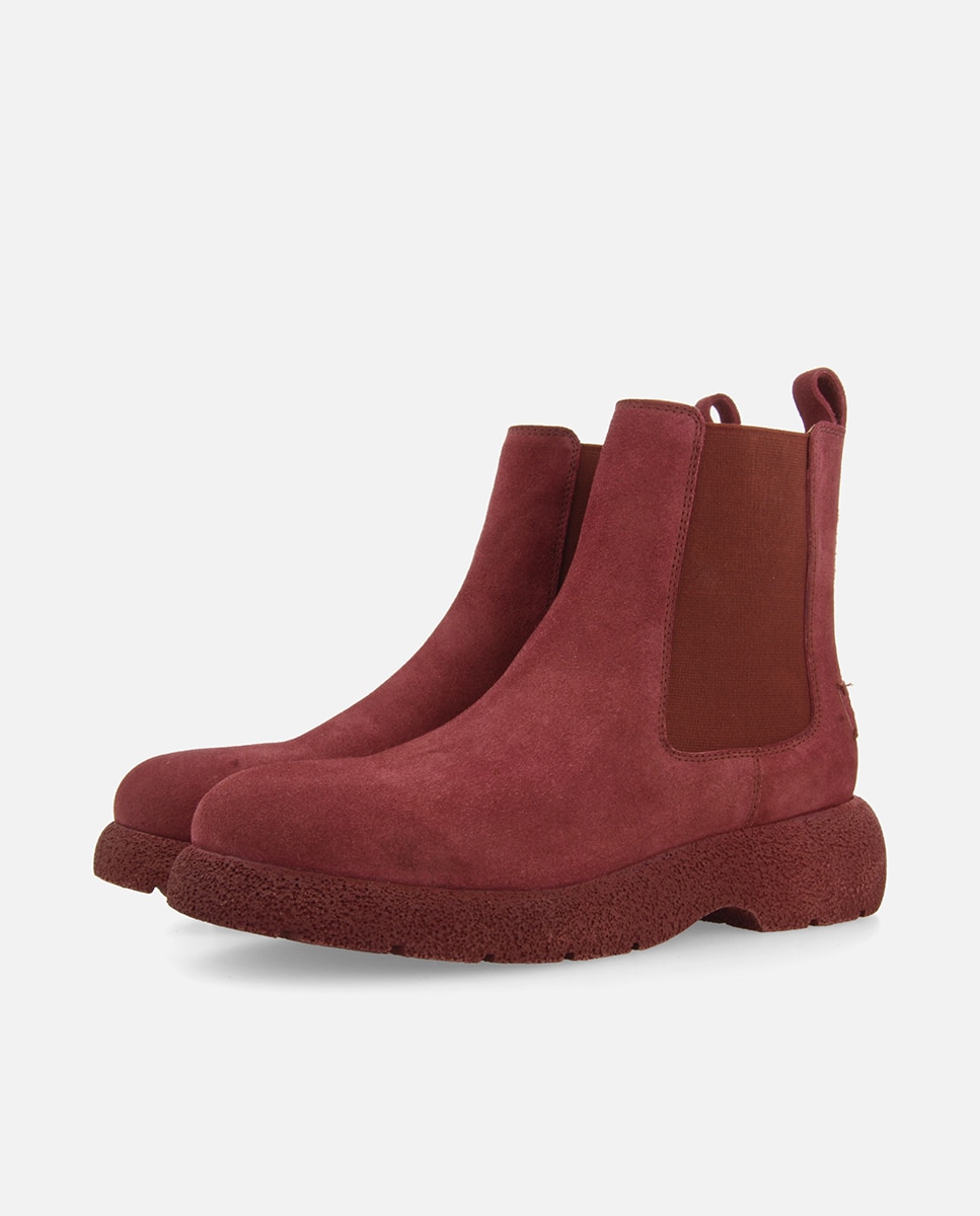 Botas de pelo de mujer de piel serraje estilo chelsea - Violeta Violeta-4