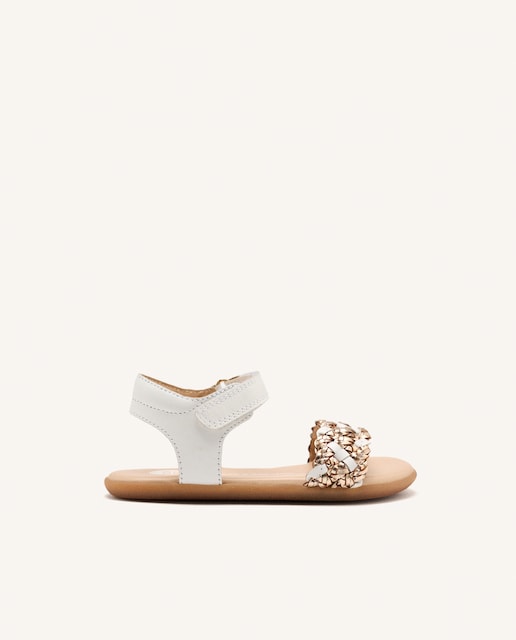 Imagen 0 de Sandalias de bebé niña barefoot en piel con trenzado