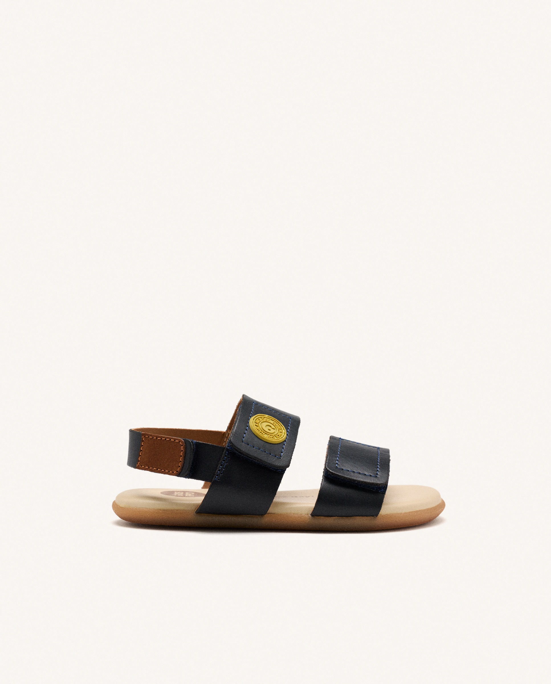 Imagen 0 de Sandalias abiertas de niño barefoot de piel con doble cierre Verde Oliva