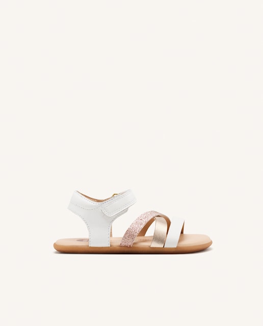 Imagen 0 de Sandalias de niña barefoot en piel blancas con brillo