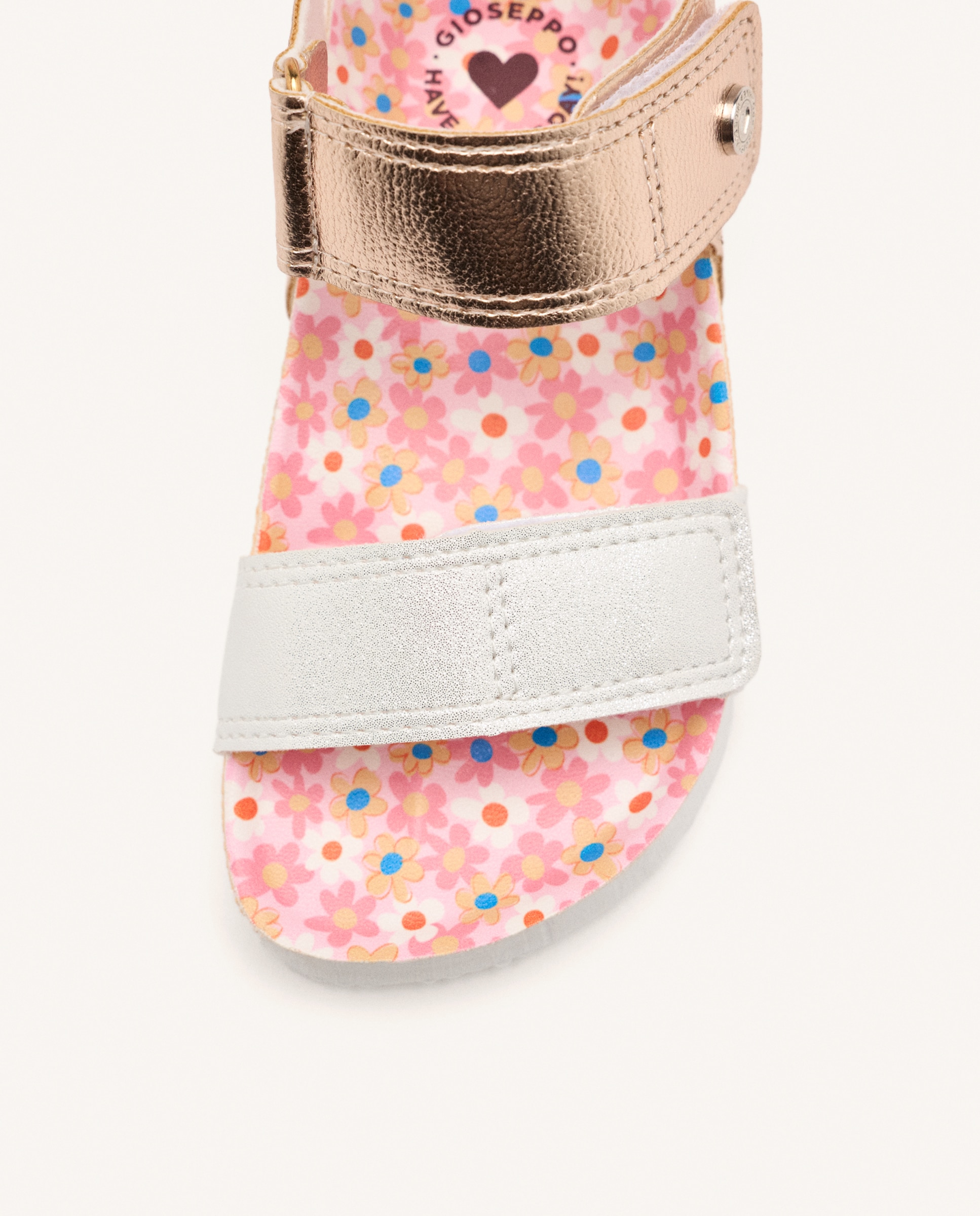 Sandalias abiertas de niña metalizadas tipo bio - Gioseppo - Plata / Rosa Plata / Rosa-2