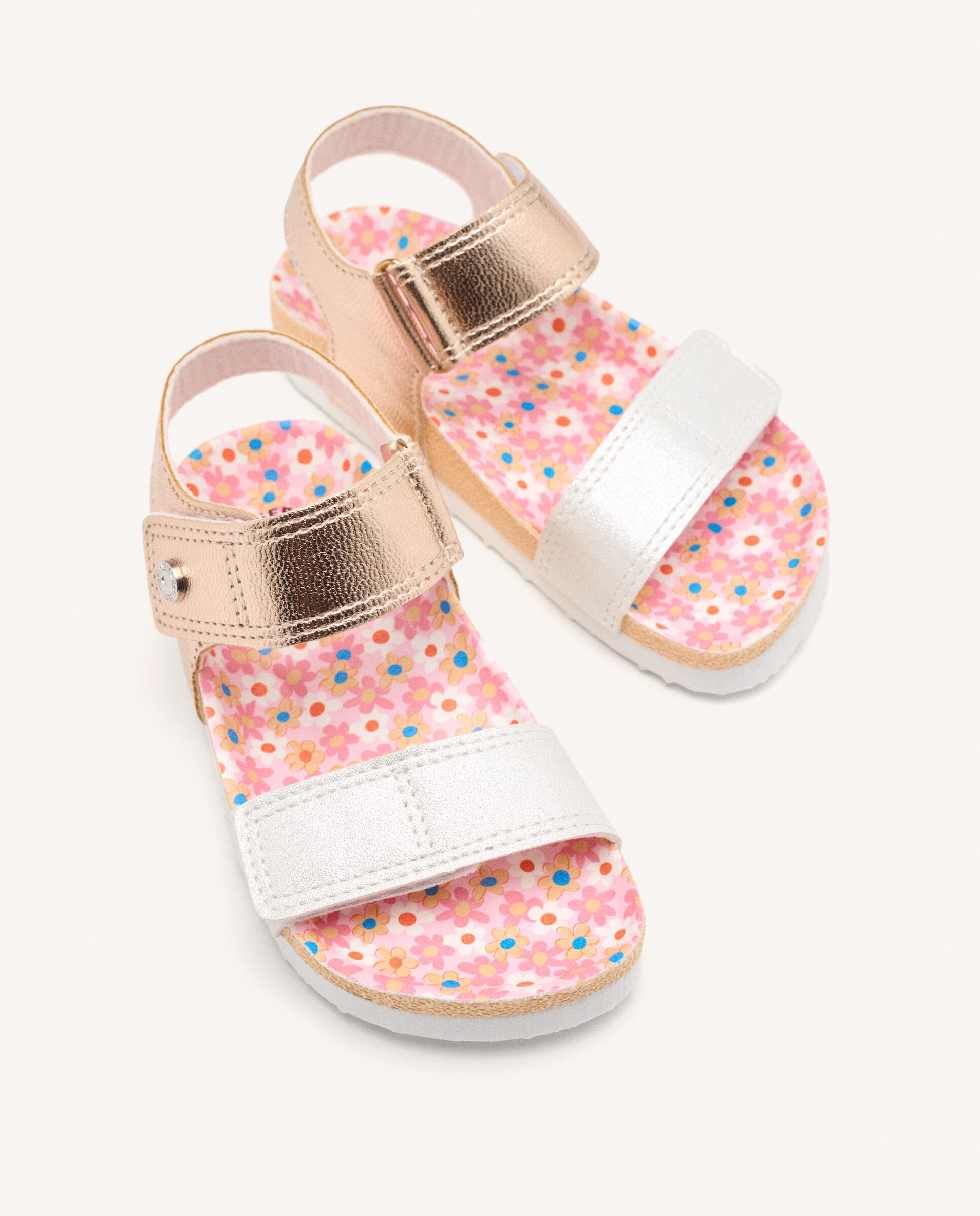 Sandalias abiertas de niña metalizadas tipo bio - Gioseppo - Plata / Rosa Plata / Rosa-3